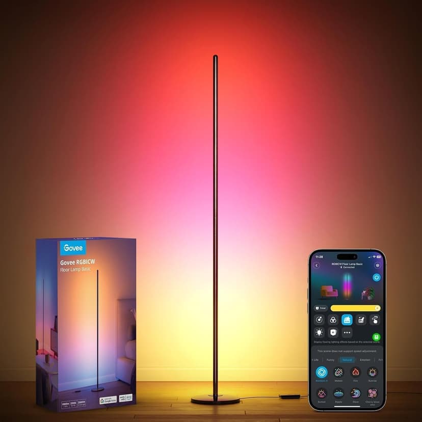 Govee H6076 LED Floor Lamp, WiFi RGBIC Floor Lamp, Works with Alexa and Google Assistant, App Control, 16 Million Colours, 58 Scene Modes, Music Modes, DIY Mode - 1