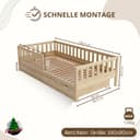 Crazy Pine Lit Enfant avec Tiroirs 190x90 cm – Montessori au Sol en Bois Massif avec Barrière – Sécurisé pour Tout-Petit – Design Scandinave, Montage Facile - Crazy Basic - 2