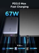 UGREEN Nexode 67W Power Bank Fast Charging 20000mAh with Built-in USB C Cable 3-Way Output Portable Charger 65W Input Battery Pack Compatible with Laptop, iPad, iPhone 17/16, Galaxy S25, Redmi, Poco - 2