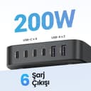 UGREEN Nexode 200 W 6 porte caricatore USB C veloce desktop GaN II compatibile con 100 W 65 W iPhone 16 Plus Pro Max 15 14 13 12 MacBook Pro Air M3 M2 M1 Galaxy S24 Ultra Plus 2M cavo di alimentazione - 3