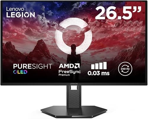 Lenovo Legion 27Q-10 OLED - Écran Gaming de 26.5" avec Eyesafe (QHD, QD-OLED, 240Hz, 0.03ms GtG, 2xHDMI+DP, AMD FreeSync Premium) - Réglage en Inclinaison - Noir