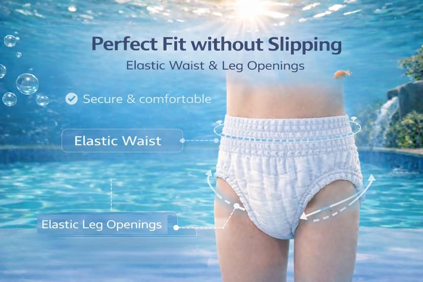 SWIMMM – Disposable Swim Nappies for Kids – Size 8 (28–42 kg / 62–93 lbs) – Pack of 30 – Discreet & Skin-Friendly – Protection for Faecal Incontinence – Safe Swimming in Water - 7