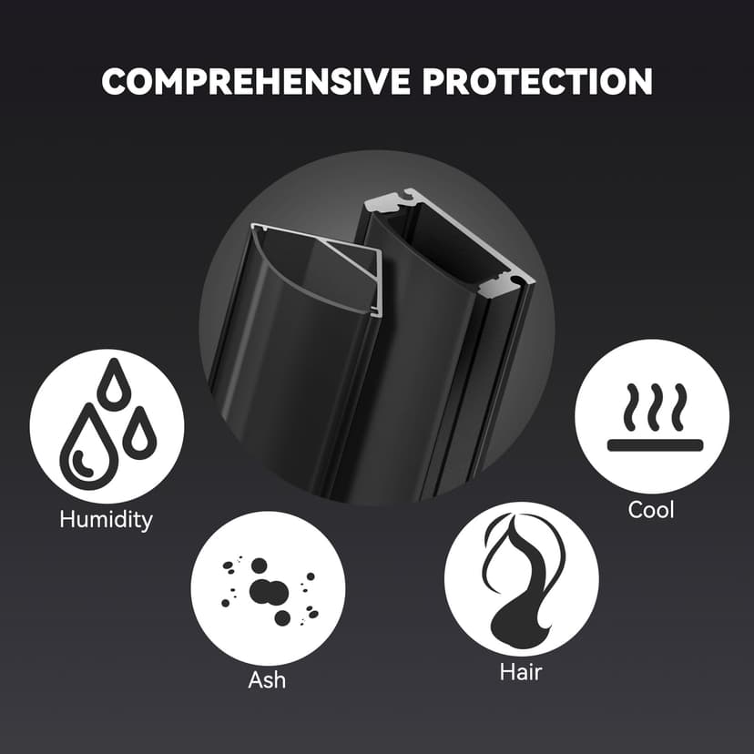 HOMMAND 6 x 1m/3.3ft LED Profile U Shape Aluminium Channel with Diffuser Strip, Corner Connectors, End Caps, Mounting Clips, Indoor LED Strip Light Holder - 5