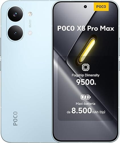 POCO X8 Pro Max, Smartphone 12+256 GB, Flagship Dimensity 9500s, 8500mAh (typ) battery, ultra-bright AMOLED display, 50MP Light Fusion 600 with OIS, Blue, 1 year extra warranty, Charger Not Included