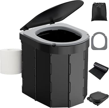 WADEO Upgraded Camping Toilet, Portable Travel WC with Li…