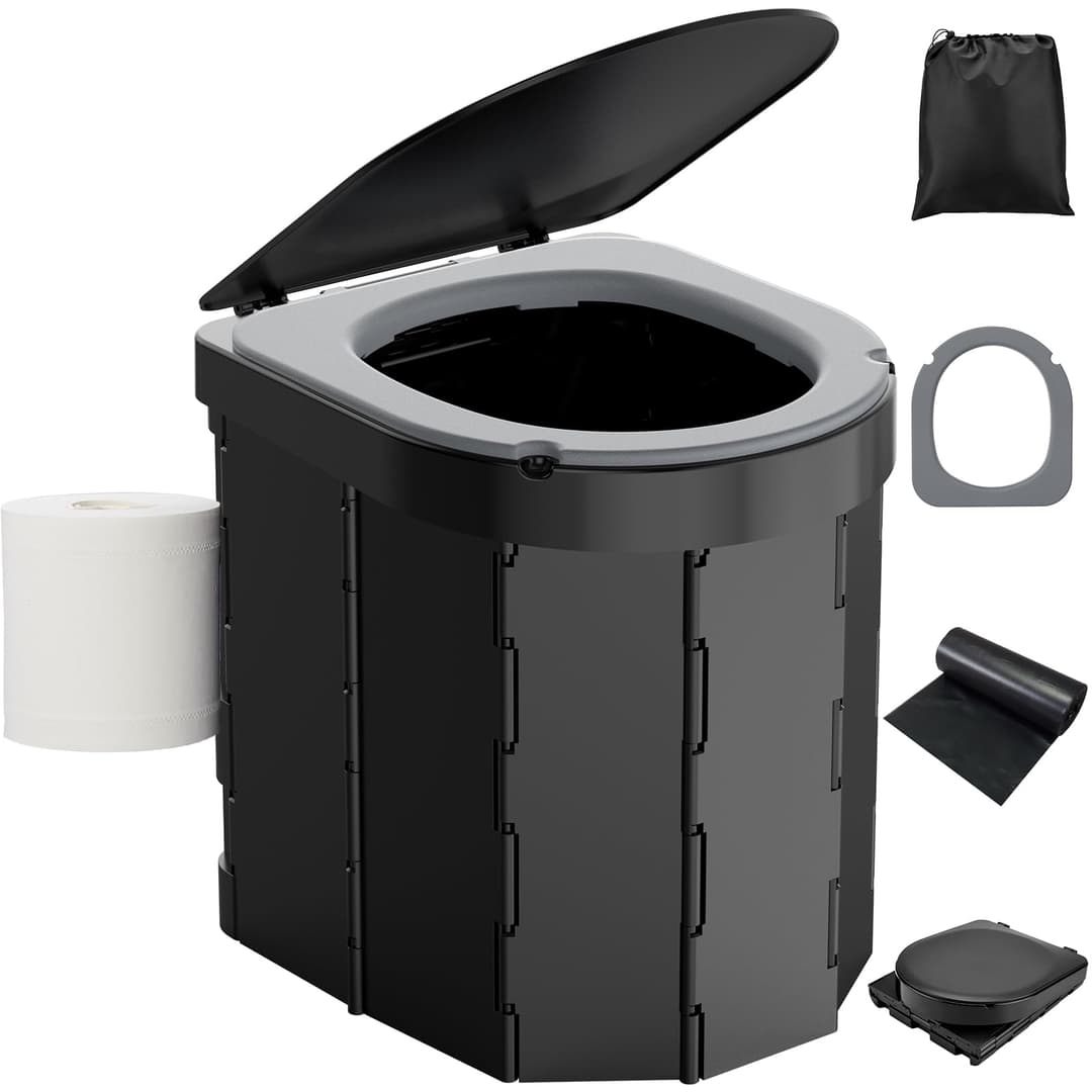 WADEO Portable Camping Toilet, Foldable Heavy Duty Travel…
