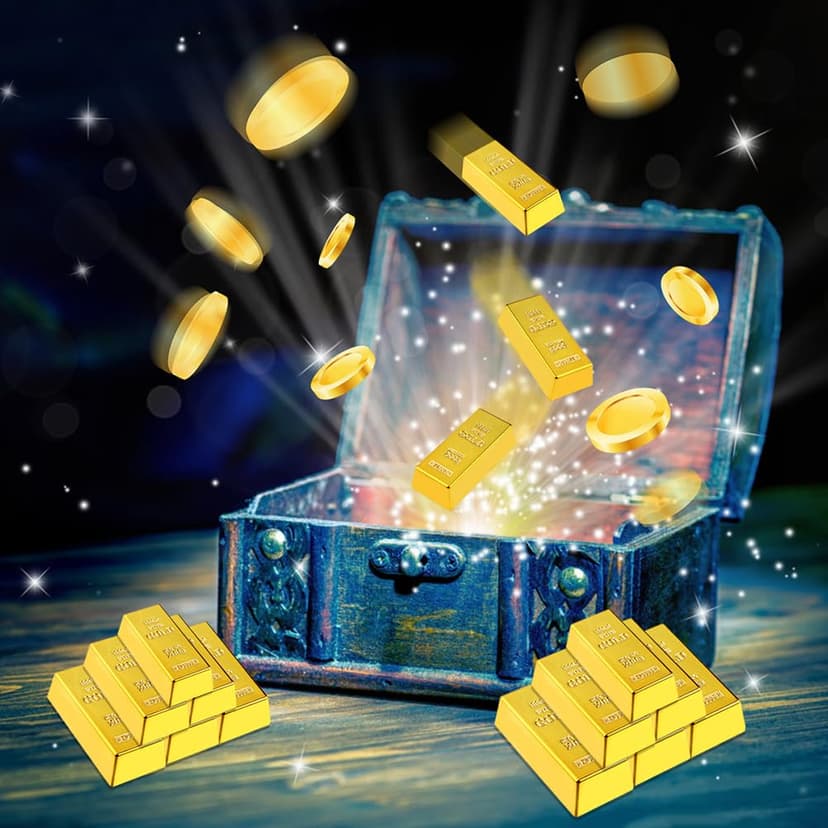 VALICLUD Pack of 5 Gold Bars Brick Bars Replica Film Prop Plastic for Party Favourite Small Activity Props Birthday Decoration Goodie Bags Fillers - 3
