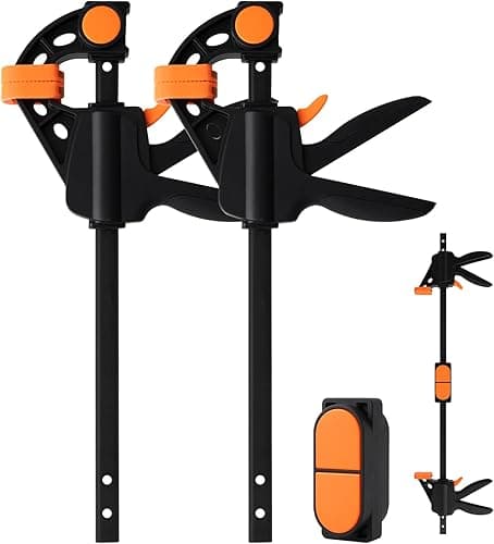 TOOLMAYS Jeu de 2 Serre-joints Rapide à une Main avec Connecteur, Largeur de Serrage 152/420mm, Force de Serrage Maximale 100 kg, Ouverture Flexible Plage d'Extension 154 mm - 620 mm