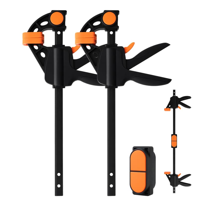 TOOLMAYS Jeu de 2 Serre-joints Rapide à une Main avec Connecteur, Largeur de Serrage 152/420mm, Force de Serrage Maximale 100 kg, Ouverture Flexible Plage d'Extension 154 mm - 620 mm - 1