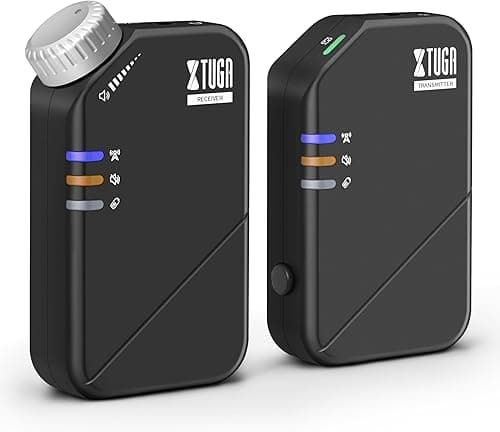 XTUGA J02S Wireless In Ear Monitor System, 2.4G Stereo/Mono In Ear Monitor System 4.5ms Low Latency, One to More In Ear Monitors for Band, Singer, Live Performance