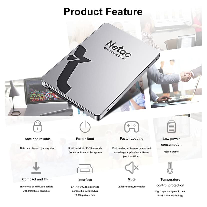 Netac SSD 256GB Internal Solid State Drive SATA SSD 2.5' Up to 510MB/s Faster than HDD for Laptop Computer Upgrade(Silver Gray 256GB) - 3