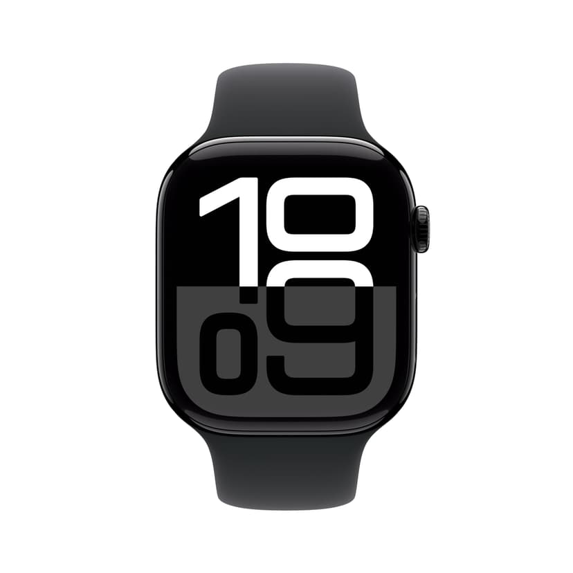 Apple Watch Series 10 [GPS, 42mm] - Jet Black Aluminum Case with Black Sport Band, S/M (Renewed) - 2