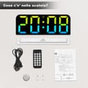 PiKaPiKaP RGB Digital Alarm Clock, 9.6 Inches Digital Wall Clock, USB Powered Alarm Clock with LED Display with Remote Control, 3 Alarm, 3 Inches Large Digit, Snooze, 12/24 Hours for Home Office - 6