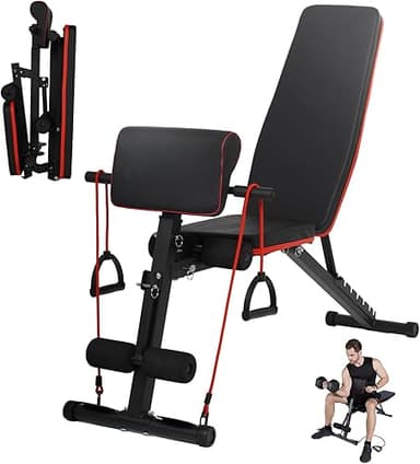 JINPALAY Folding and Adjustable Weight Bench with 7 Posit…