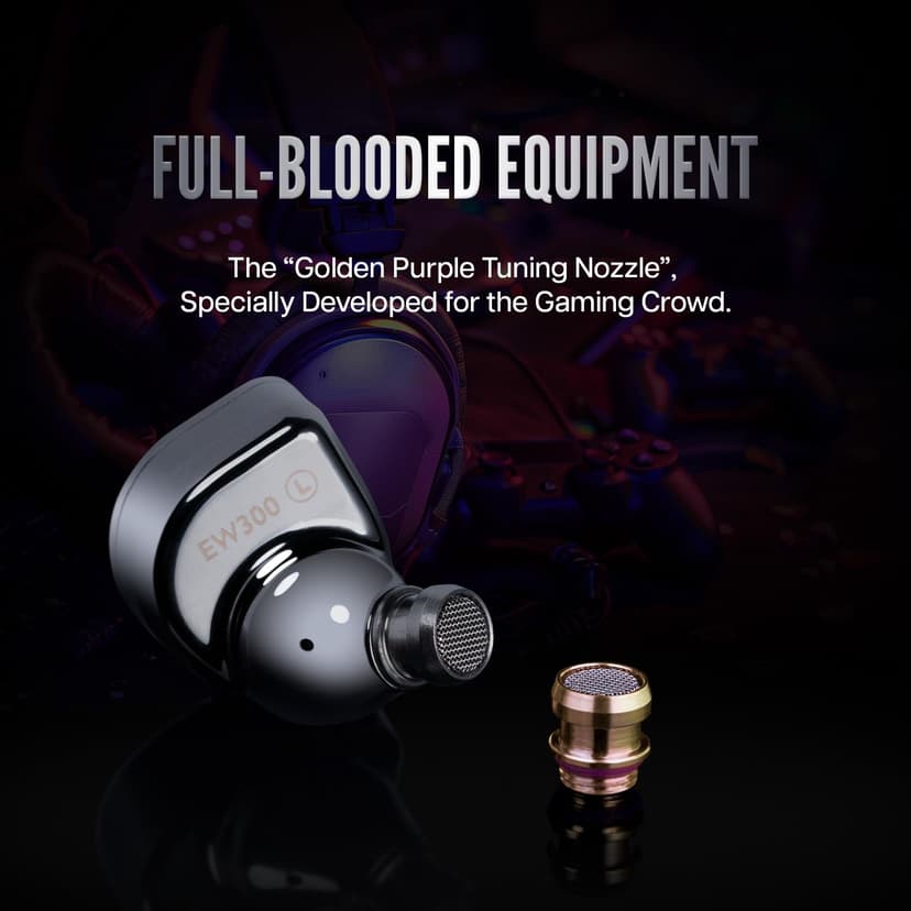 Linsoul SIMGOT EW300 1DD+1Planar+1PZT Hybrid Driver In Ear Monitor, Wired Earbuds IEM, Gaming Earbuds with Detachable Nozzles, Silver-Plated OFC IEM Cable (DSP Edition, With MIC) - 8