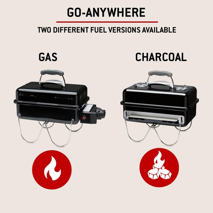 Weber Barbecue au Charbon Go‑Anywhere/Portable, Pieds repliables, Design Compact pour Le Camping et Les Pique‑niques, revêtement Durable, contrôle du Flux d'air, Surface de Cuisson 42 x 26 cm, Noir - 3