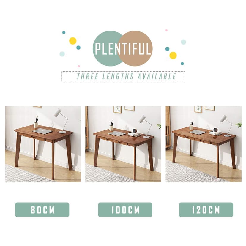 IOTXY Wooden Small Desk with Drawers - Home Office Computer Desk, Walnut, 80 cm - 4