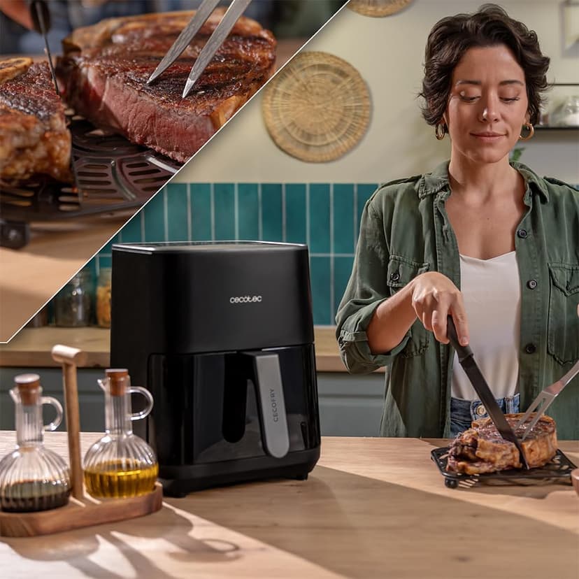 Cecotec Air Fryer Cecofry&Grill Duoheat 4000 4 Litre Oil-Free Hot Air Fryer Double Resistance Barbecue 1900W 1900W Temperature Setting 40-200°C 10 Menus - 6