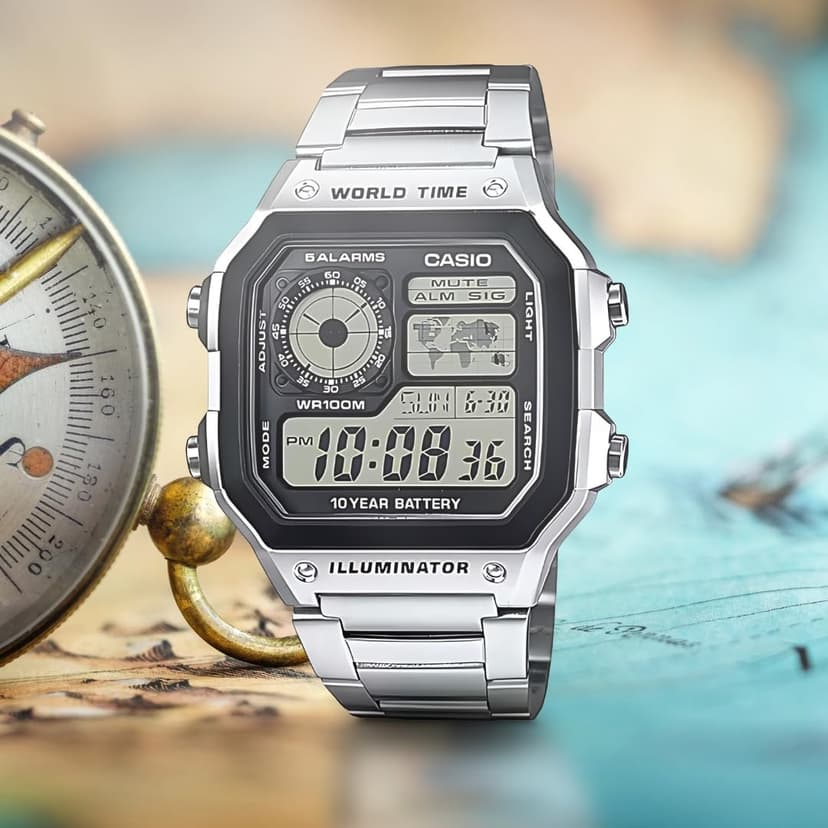 Casio - AE-1200WHD-1A - Sports - Montre Homme - Quartz Digital - Cadran LCD - Bracelet Acier Gris - 2