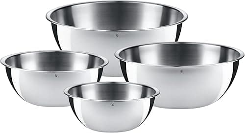 WMF 645709990 Gourmet Bowl Set for Kitchen 4-Piece, Cromargan Stainless Steel, Multifunctional, Mixing Bowl, Serving Bowl, Stackable