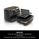 Ninja Foodi FlexDrawer 10.4L Oil-Free Fryer, 7 Modes, Roast, Bake, Non-Oil Frying, Crispy, Warm, Dehydrate, Rise, XL, Savings, DualZone Black/Copper OL750EUDBCP - 2