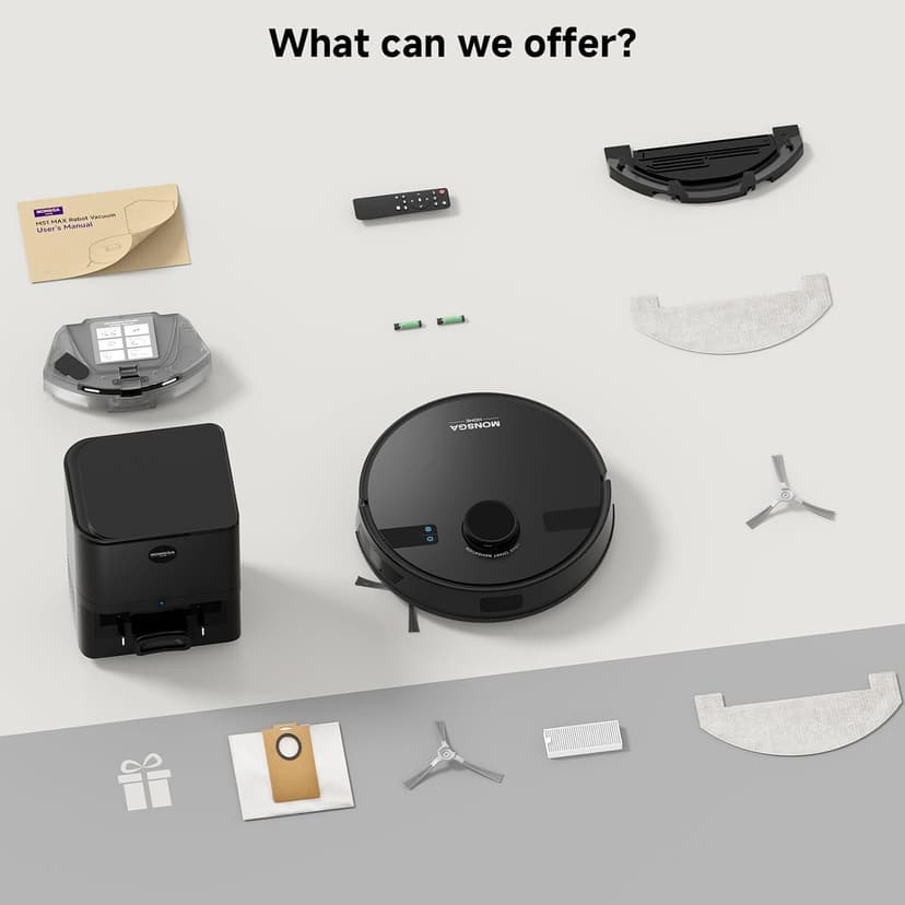 MONSGA Robot Vacuum with Mop, 7000Pa Powerful Suction, Lidar Navigation Robotic Vacuum with 3.5L Self-Empty Station, 180mins Runtime, APP/Remote/Voice Control, for Hard Floors and Carpets (MS1MAX) - 9