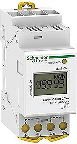 Schneider Electric - Acti9 IEM - Compteur d'energie modulaire monophasé - 230V - 63A - A9MEM2100