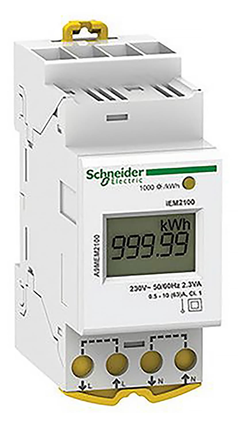 Schneider Electric - Acti9 IEM - Compteur d'energie modulaire monophasé - 230V - 63A - A9MEM2100 - 1