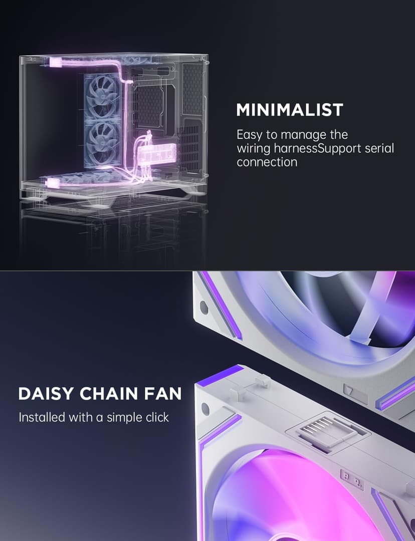 AsiaHorse DAWN Pro 120mm ARGB PC Case Fan [3 Pack] Infinity Mirror Daisy Chain HDB Bearing 1850 RPM PWM High Airflow 71 CFM High Static Pressure 2.6 mmH2O 5V 3Pin RGB Sync - 6
