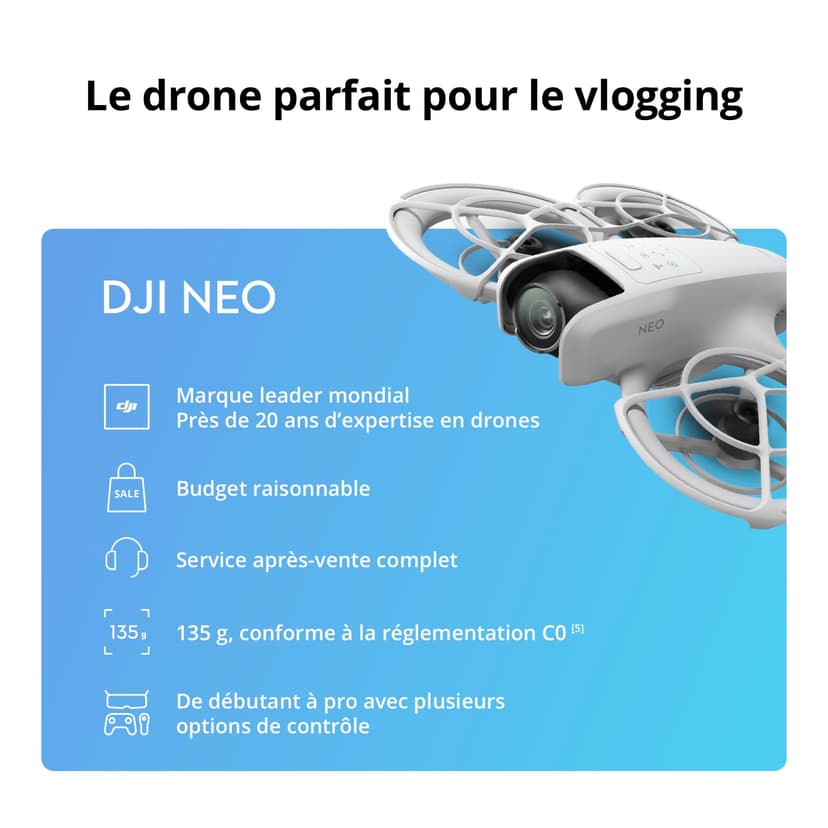 DJI Neo, mini drone con fotocamera UHD 4K per adulti, 135g drone che vola da solo e ti segue, decollo dalla mano, tracciamento del soggetto, QuickShot, video stabilizzati, (senza radiocomando) - 8