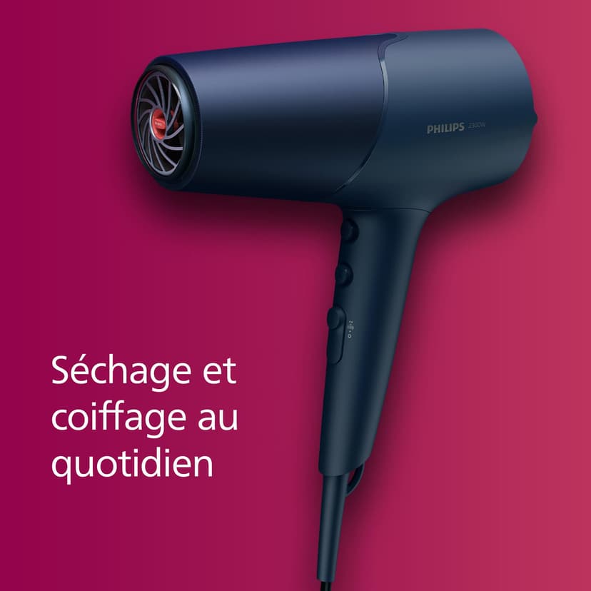 Philips -Hair Dryer 5000 Series, ThermoShield Technology, Ionic Care, 2300 W, Metallic Blue, with 9 mm and 11 mm Styling Nozzle Volume Diffuser, BHD510/20 - 7