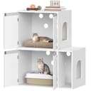 Hzuaneri Cat Litter Box Enclosure for 2 Cats, Hidden Litter Box Furniture Cabinet, Double Layer Indoor Cat House, Can be Used as TV Cabinet, 140 x 48.3 x 48 cm, White CB65603X - 2