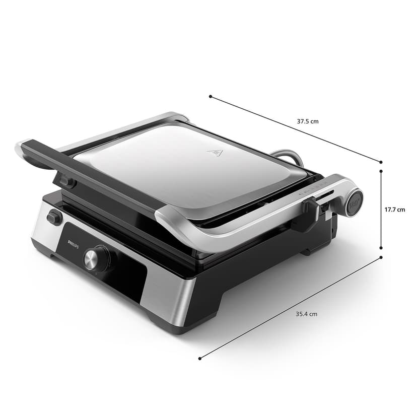 Philips Contact Grill - Adjustable Temperature Large Cooking Surface and High Power - Removable Non-Stick Plates and Grease Catcher (HD6301/90) - 2