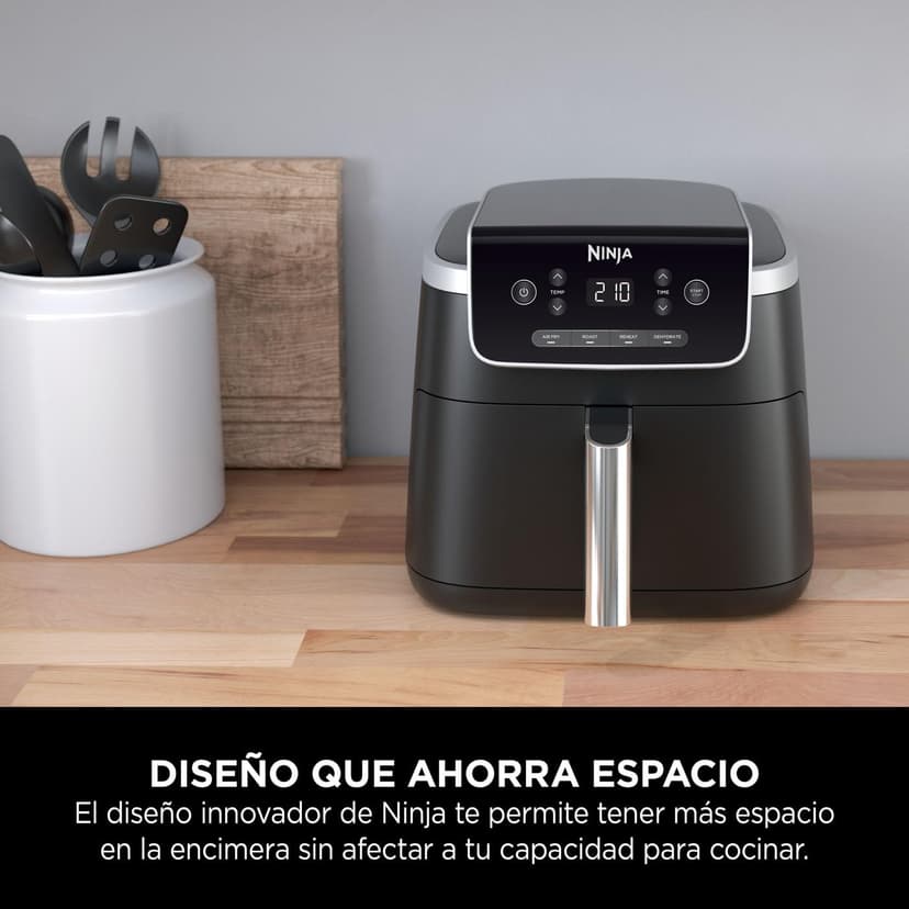 Ninja Air Fryer PRO Friteuse 4,7L, 1 tiroir, 4-en-1, sans huile, rôtir, réchauffer, déshydrater, cuire 1 à 2 portions, à partir de produits surgelés, tiroir, panier antiadhésifs, 2 000 W, Noir AF140EU - 4