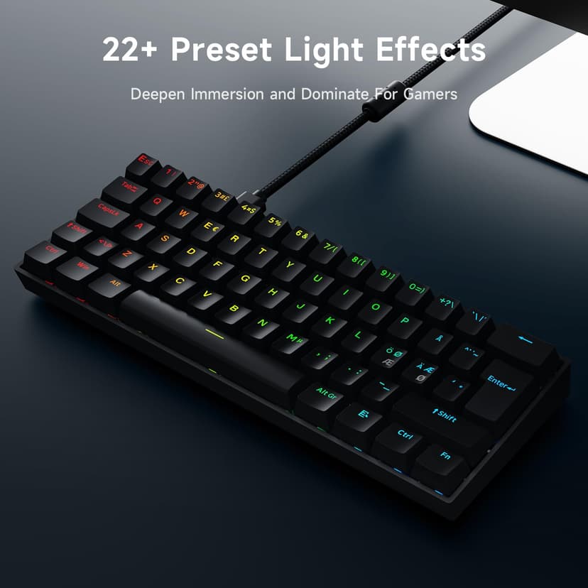 MCHOSE ACE60 Pro HE Magnetic Gaming Keyboard, 60% Wired Gaming Keyboard with 8K Rapid Trigger, Hall Effect Switches, 128K Scan Rate, 0.01mm Precision, RGB, PBT Keycaps, SOCD & Snap, Black - 5