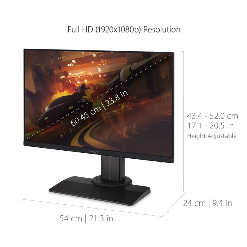 ViewSonic OMNI XG2431 24 Inch 1080p 0.5ms 240Hz Gaming Monitor with AMD FreeSync Premium, Advanced Ergonomics, Eye Care, HDMI and DisplayPort for Esports, Black - 6