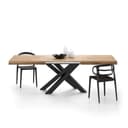 Mobili Fiver, Tavolo Allungabile Emma 160(240) x90 cm, Rovere Rustico con Gambe Incrociate Nere, per 6-10 persone, Tavolo Cucina, Soggiorno, Made in Italy - 1