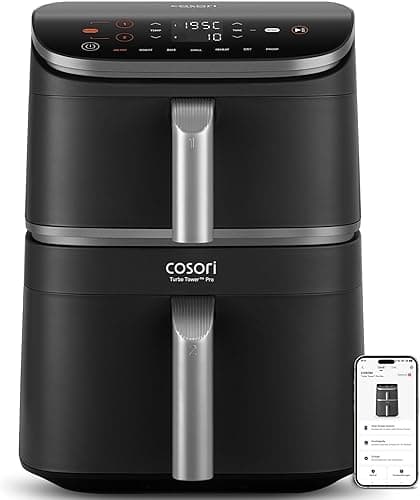 COSORI Air Fryer, 3.8L with 7 Customize Functions, Up to 230℃, 1500W, 1-3 Portions, Oven with App Control, 110+ Online Cookbook, Dishwasher Safe, White