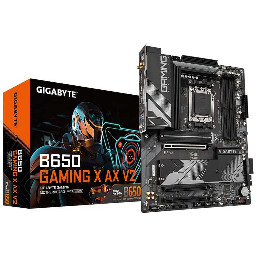 Gigabyte B650 GAMING X AX V2 Motherboard - Supports AMD Ryzen 8000 CPUs, 8+2+2 Phases Digital VRM, up to 8000MHz DDR5 (OC), 1xPCIe 5.0 + 2xPCIe 4.0 M.2, Wi-Fi 6E 802.11ax, 2.5GbE LAN, USB 3.2 Gen 2 - 1