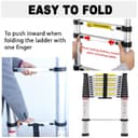 Échelle télescopique de 5 m avec 2 Crochets, antidérapante, 13 échelons, Portable, pour l'extérieur et l'intérieur, capacité de Charge de 150 kg - 7