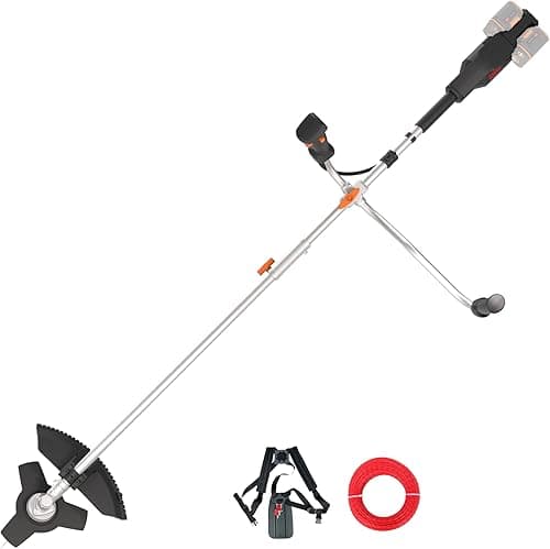 WORX WG084E.9 Cordless Scythe 40 V - Brushless Motor - 38 cm Trimming Diameter & 25.5 cm Blade Diameter - Two-Handle - Double Thread System - Lightweight and Compact Design - Without Battery and
