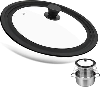 Talifoca Universal Glass Lid, Black, 28/30/32 cm, Tempere…