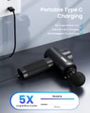 RENPHO Massage Gun Deep Tissue, Muscle Massage Gun 3200 RPM Motor Massager with Type-C Charging and Portable Case, for Home Office Workout Full Body Muscle Massage Relax, Black - 5