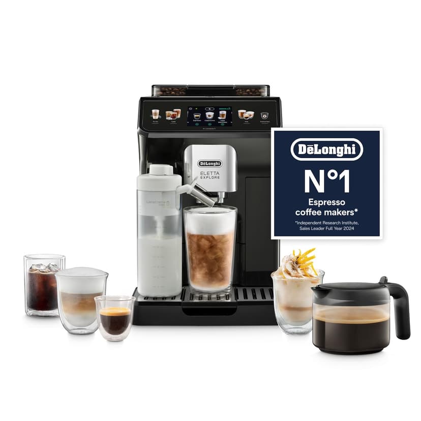 De'Longhi Eletta Explore Cold Brew ECAM452.67.G, Barista Coffee Machine with LatteCrema Hot and Cool, Espresso Machine, Automatic Coffee Bean Machine, Cold Extraction, Coffee Pot Included, Dark Grey - 1