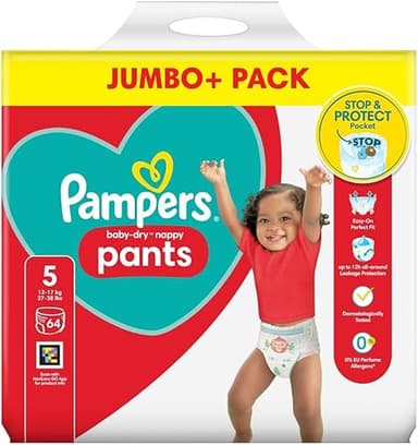 PAMPERS Pants Nappies Pull-ON Size 5 Junior 64S