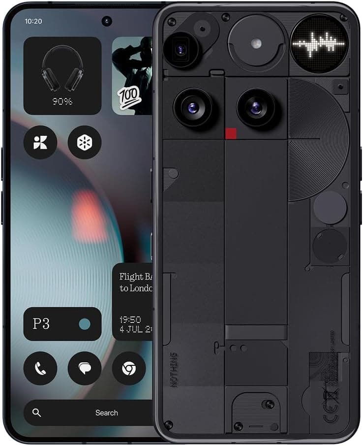 Nothing Phone (3) – Smartphone avec Triple caméra arrière 50 MP, Batterie Longue durée au Silicium-Carbone 24h, écran AMOLED 6,67" 120Hz, Glyph Matrix, 16GB + 512GB – Noir
