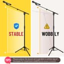 CAHAYA Upgraded Tripod Boom Sheet Microphone Stand Universal Metal Mic Stand with Carrying Bag, for Performance Singing Speech Wedding Stage and Outdoor CY0311 - 3