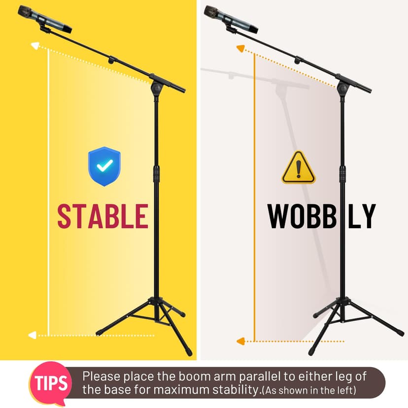 CAHAYA Upgraded Tripod Boom Sheet Microphone Stand Universal Metal Mic Stand with Carrying Bag, for Performance Singing Speech Wedding Stage and Outdoor CY0311 - 3