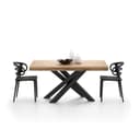 Mobili Fiver, Tavolo Allungabile Emma 160(240) x90 cm, Rovere Rustico con Gambe Incrociate Nere, per 6-10 persone, Tavolo Cucina, Soggiorno, Made in Italy - 3