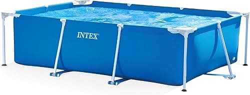 Intex Metal Frame Rectangular Swimming Pool 300 x 200 x 75cm, Blue Above Ground Garden Pool for Kids and Family, 3834L Water Capacity, Puncture-Resistant 3-Ply Material, Pump Not Included, 28272NP